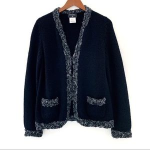 CHANEL Braid Trim Blended Cardigan Sweater Size 42